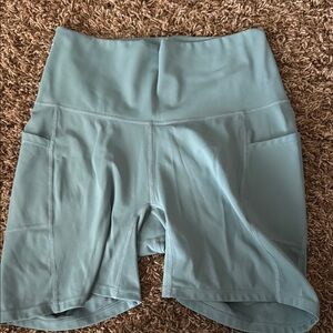 Women's High-Waisted Shorts - Light Blue